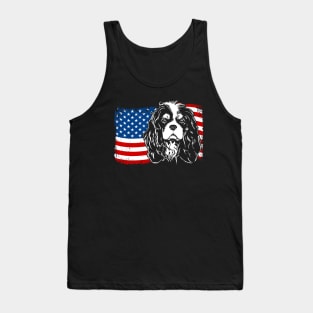 Proud Cavalier King Charles Spaniel American Flag patriotic dog Tank Top